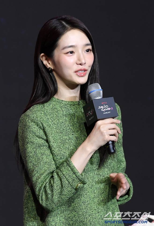 넷플릭스 시리즈 오징어 게임 시즌3 제작발표회가 9일 서울 용산구 한강로동 서울드래곤시티에서 열렸다. 배우 박규영이 인터뷰를 하고 있다. 용산=박재만 기자 pjm@sportschosun.com/2025.06.09/