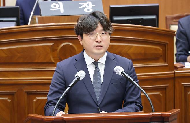 장병익 전주시의원이 10일 제420회 정례회 본회의에서 5분 자유발언을 하고 있다. 전주시의회 제공