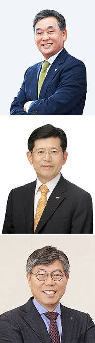 위부터 김기홍 JB금융그룹 회장, 빈대인 BNK금융그룹 회장, 황병우 iM금융그룹 회장. 각 사