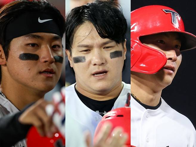 KIA 김도영-김선빈-나성범(왼쪽부터)은 전반기 아웃이 확정됐다. 사진제공｜KIA 타이거즈