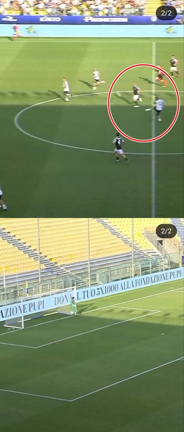 프란체스코 토티(빨간색 원)의 골 장면. /사진=SNS 캡처