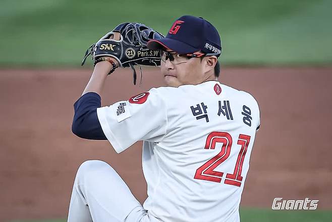2025 시즌 5월 이후 슬럼프에 빠진 롯데 자이언츠 토종 에이스 박세웅. 사진 롯데 자이언츠