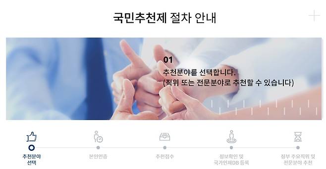 인사혁신처 국민추천제 홈페이지