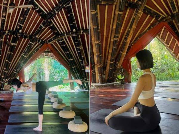 발리 여행 중 요가하는 권은비. /사진=권은비 인스타그램 캡처