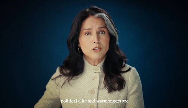 털시 개버드 미국 국가정보국(DNI) 국장이 10일(현지 시간) 현대 핵보유국 간 긴장이 초래할 위험에 관해 영상 성명을 냈다. (사진=개버드 국장 X 계정 캡처) 2025.06.11. *재판매 및 DB 금지