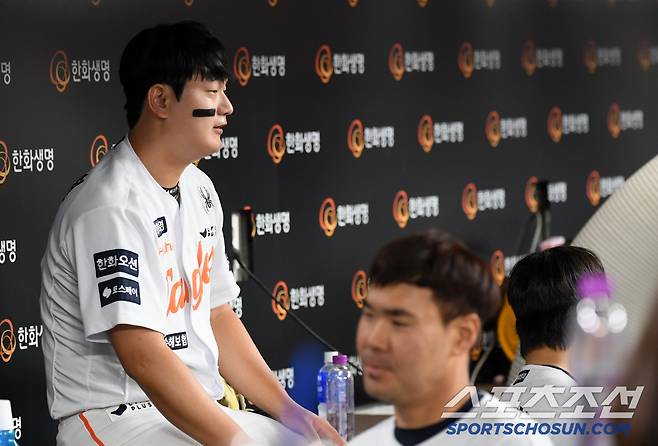 12일 대전 한화생명볼파크에서 열린 한화 이글스와 두산 베어스의 경기. 한화 김서현이 숨을 고르고 있다. 대전=박재만 기자 pjm@sportschosun.com/2025.06.12/