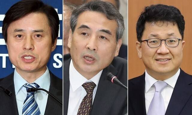 더불어민주당은 12일 이른바 '3대 특검법'에 따른 특별검사 후보자로 조은석 전 감사원장 직무대행(왼쪽부터), 민중기 전 서울중앙지방법원장, 이윤제 명지대 교수 등 3인을 추천했다. 연합뉴스