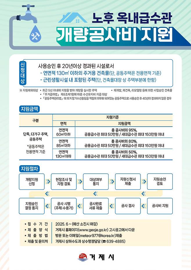 노후 옥내급수관 개량지원사업 포스터 ⓒ거제시