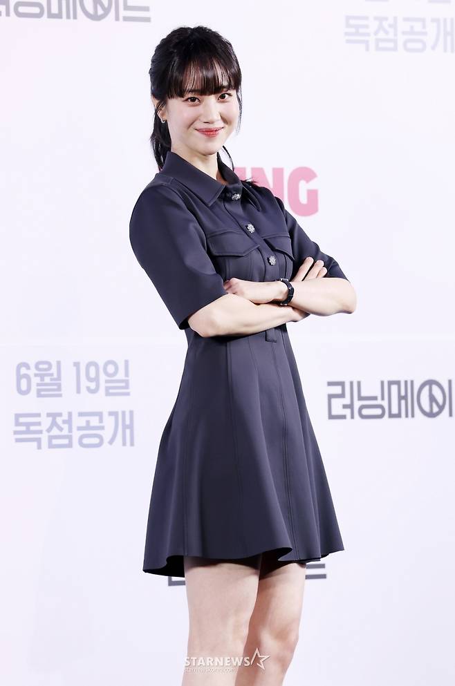 배우 홍화연이 12일 서울 마포구 스탠포드호텔에서 진행된 티빙 오리지널 드라마 '러닝메이트' 제작발표회에 참석해 포즈를 취하고 있다. /2025.06.12 /사진=김휘선 hwijpg@