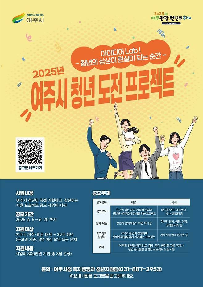 여주시는 '2025년 여주시 청년 도전프로젝트'를 추진한다. 사진=여주시