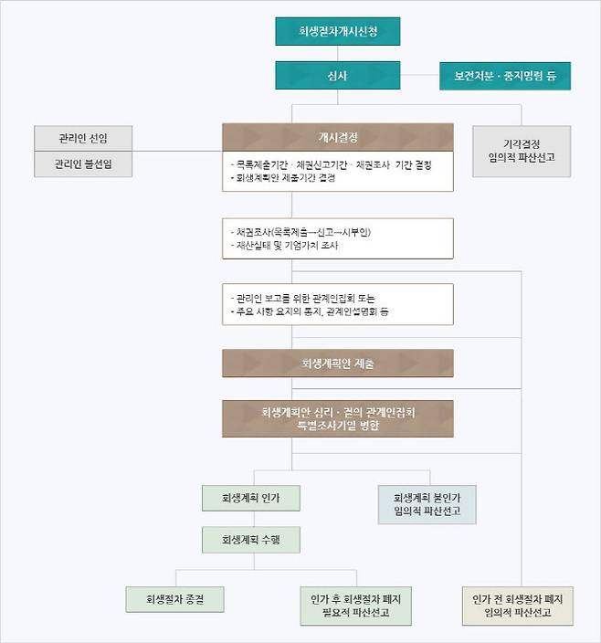 회생절차 흐름도 (자료=서울회생법원)