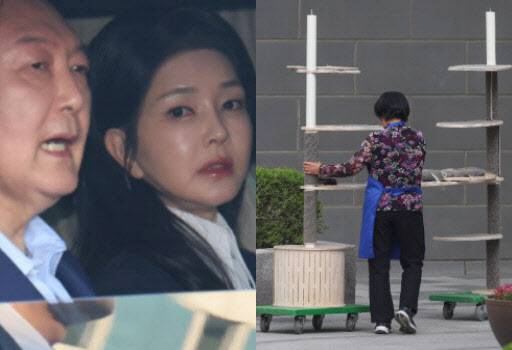 한남동 대통령 관저를 떠난 윤 전 대통령 내외와 캣타워 (사진=연합뉴스)