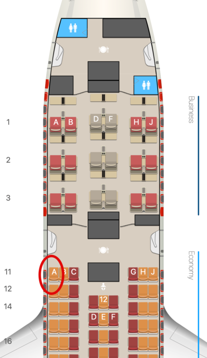 에어인디아 참사 생존자 비스와쉬 쿠마르 라메시가 탑승한 자리 11A. 사진=aerolopa