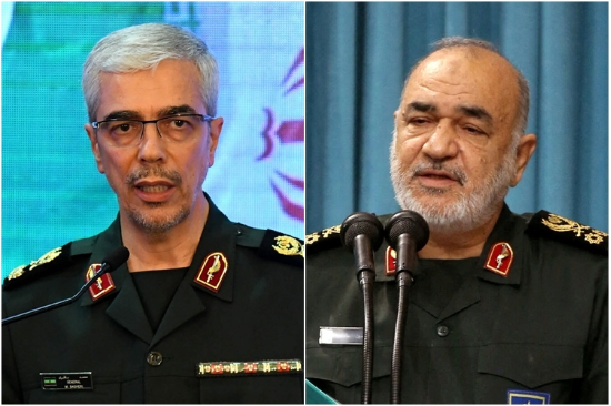 모하마드 호세인 바게리 이란군 참모총장(왼쪽)-호세인 살라미 IRGC 총사령관. (출처=로이터·EPA 연합뉴스)