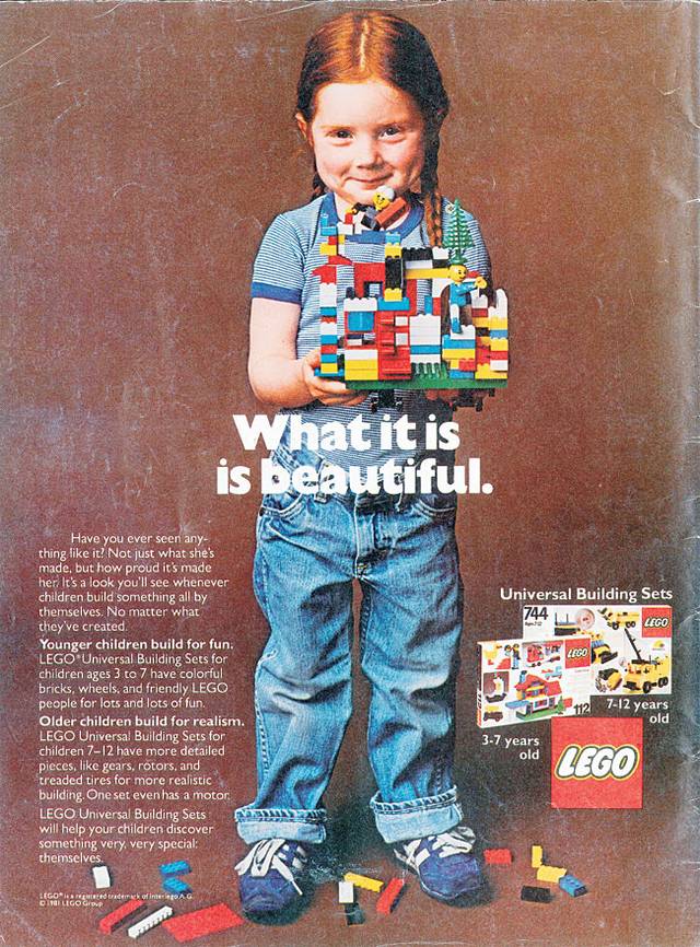 1980년대 어린이가 메인 모델로 나온 레고의 광고 캠페인. 레고는 이를 통해 유년기의 창의력을 강조했다. 민음사 제공