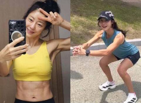 방송인 이지현이 선명한 복근을 보여주고 있다. / 이지현 개인 인스타그램