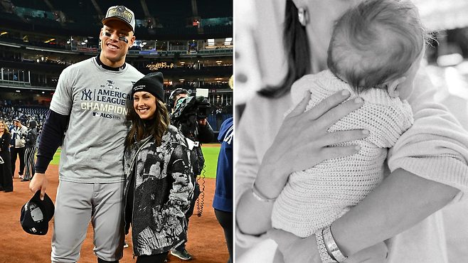 지난 1월 첫딸 노라를 얻은 저지 부부. MLB닷컴 캡처