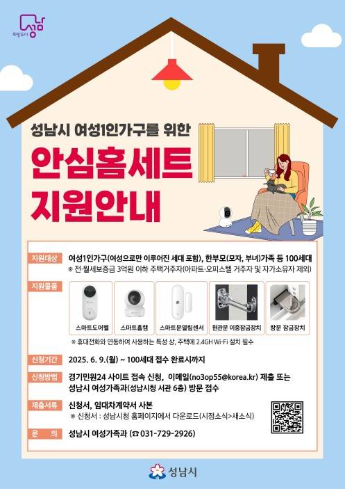 성남시, 여성 1인 가구에 안심홈세트 지원 [성남시 제공. 재판매 및 DB 금지]