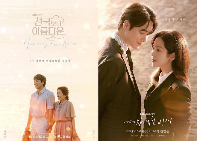 제작 지원받은 드라마 '천국보다 아름다운'과 '나의 완벽한 비서' 작년 '방송영상콘텐츠 제작지원 사업' 대상으로 선정돼 제작 지원을 받았던 드라마 '천국보다 아름다운'과 '나의 완벽한 비서' 포스터. [한국콘텐츠진흥원 제공. 재판매 및 DB 금지]