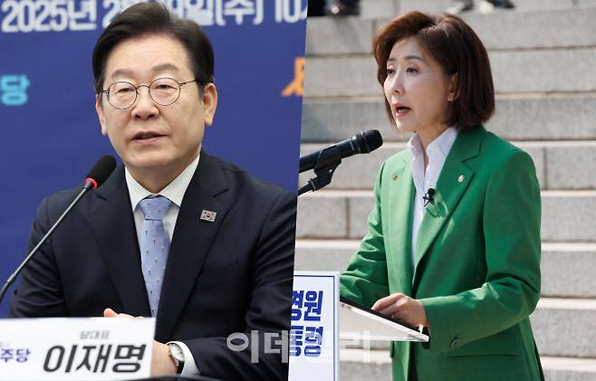 왼쪽부터 이재명 대통령, 나경원 국민의힘 의원(사진 = 이데일리 노진환 기자)