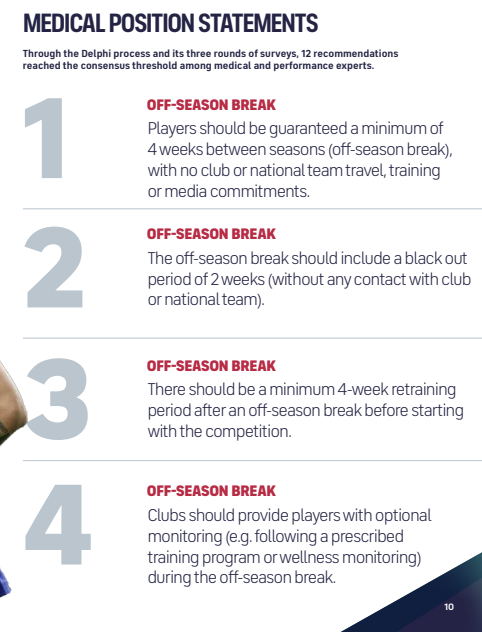 FIFPRO의 12가지 가이드라인 중 일부