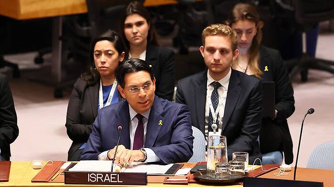 안보리 발언하는 이스라엘 대사