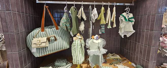 지난달 찾은 경기도 김포의 한 애견용품점에서 판매 중인 반려견 이동 가방. 박윤희 기자