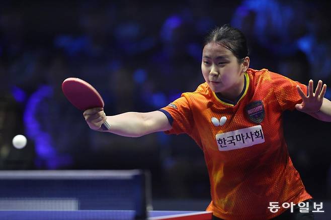 2025 프로탁구리그 시리즈1 여자 단식 결승전에서 경기를 뛰고 있는 한국마사회 이다은. 한국프로탁구연맹 제공