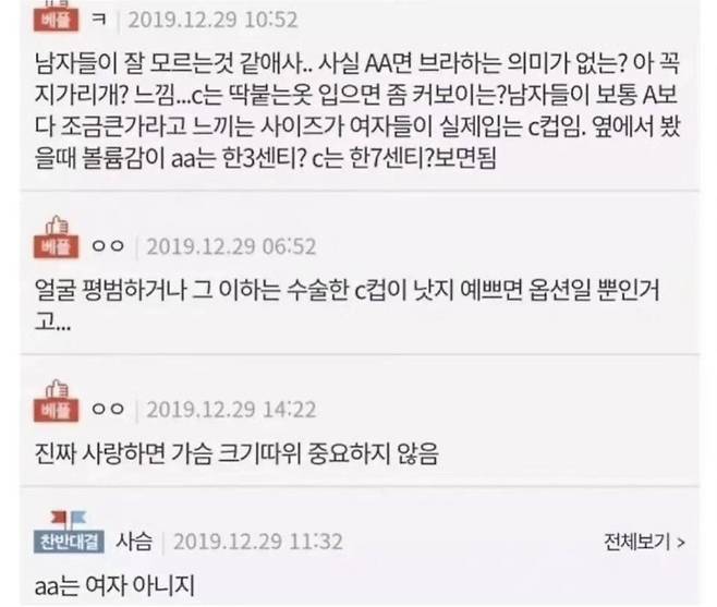 수술 C컵 VS 자연산 AA컵