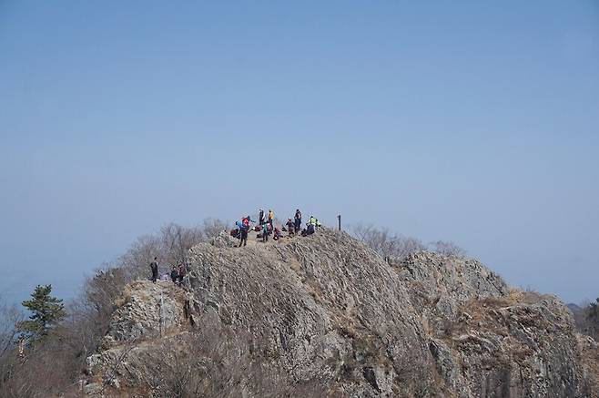 칠현산에 도착한 등산객들. 장보영 제공