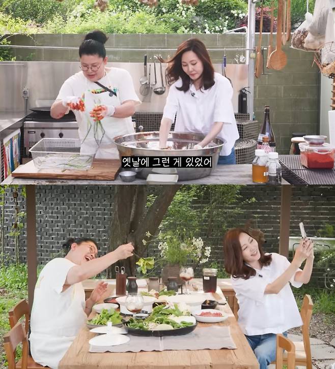 김남주는 15일 이영자의 유튜브 채널 '이영자 TV'에 출연해 남편 김승우와 대화를 나누며 스트레스를 다 푼다고 전했다./사진=이영자 유튜브 채널 '이영자 TV' 화면 캡처