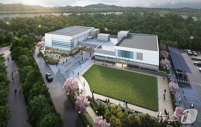 충북 진천군 광혜원면 회죽리 일원에 총사업비 170억 원을 투자해 건립 중인 개방형 다목적체육관 조감도.(진천군 제공, 재판매 및 DB금지)/뉴스1