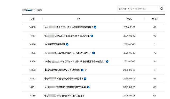 [울산=뉴시스] 구미현 기자 = 울산시교육청 홈페이지 교육감에 바란다 갈무리. photo@newsis.com *재판매 및 DB 금지