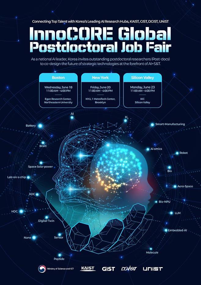 [울산=뉴시스] 정부가 AI 분야 인재 유출을 막기 위해 연봉 1억원을 제공하는 박사후연구원 채용에 나선 가운데 주관기관 울산과학기술원(UNIST)가 16일 '이노코어(InnoCORE) 연구단'을 공식 출범했다. (사진=UNIST 제공) 2025.06.16. photo@newsis.com *재판매 및 DB 금지