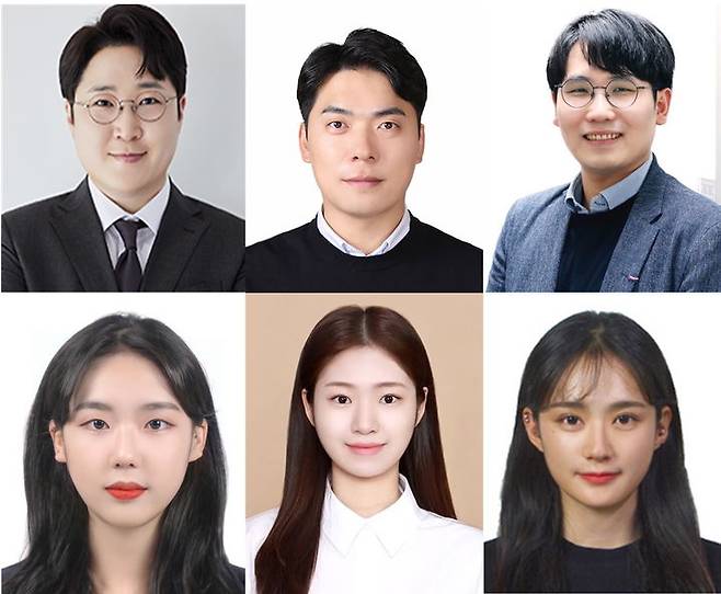 (위 왼쪽부터) 성균관대 화학과 이원화 교수, 글로벌바이오메디컬공학과 박천권 교수, 융합생명공학과 박우람 교수, (아래 왼쪽부터) 성균관대 화학과 이혜진 박사과정생, 김지선 박사과정생, 글로벌바이오메디컬공학과 이나경 박사과정생. (사진=성균관대 제공) *재판매 및 DB 금지