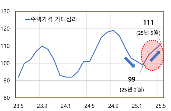 주택가격 기대심리 추이. 한국은행 제공