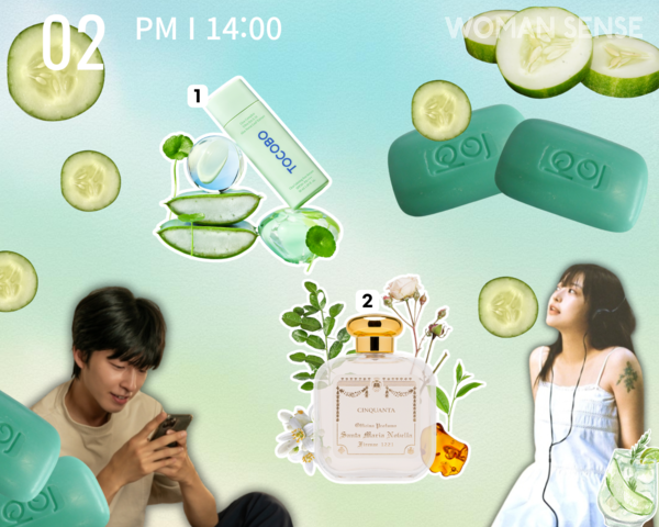 (1) 토코보, 시카 카밍 선세럼 50ml / 24000원(2) 산타마리아노벨라, 오드코롱 친칸타 100ml / 210,000원