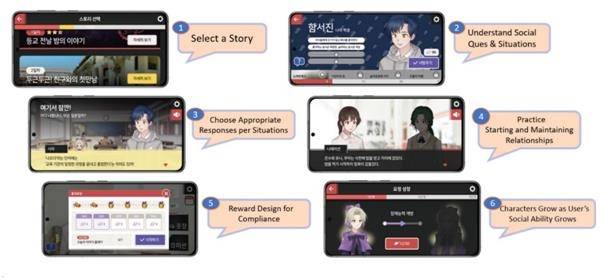 자폐스펙트럼장애 청소년 대상 모바일 게임 기반 훈련 프로그램 화면 (서울=연합뉴스) 자폐스펙트럼장애 청소년 대상 모바일 게임 기반 훈련 프로그램 화면. 뉴다이브의 'NDTx-01'. 2025.06.16. [삼성서울병원 제공. 재판매 및 DB 금지]