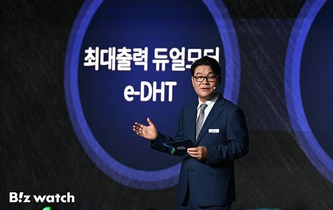 권용일 KG모빌리티 기술연구소장이 17일 KG모빌리티 평택 본사에서 열린 'KGM 포워드(FORWARD)' 참석해 발표를 하고 있다./사진=이명근 기자 qwe123@