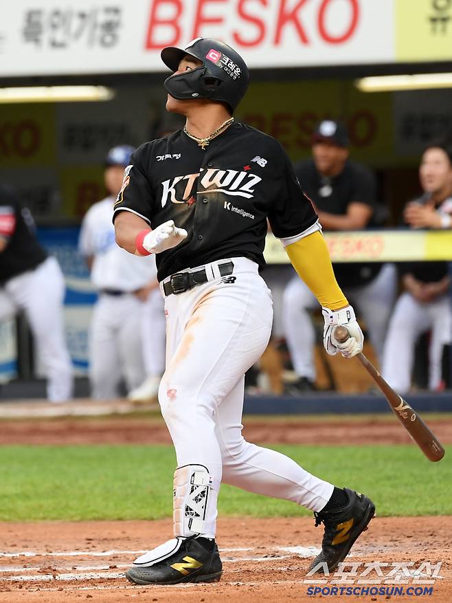 15일 대구 라이온즈파크에서 열린 삼성 라이온즈와 KT 위즈의 경기. KT 안현민이 타격을 하고 있다. 대구=박재만 기자 pjm@sportschosun.com/2025.06.15/