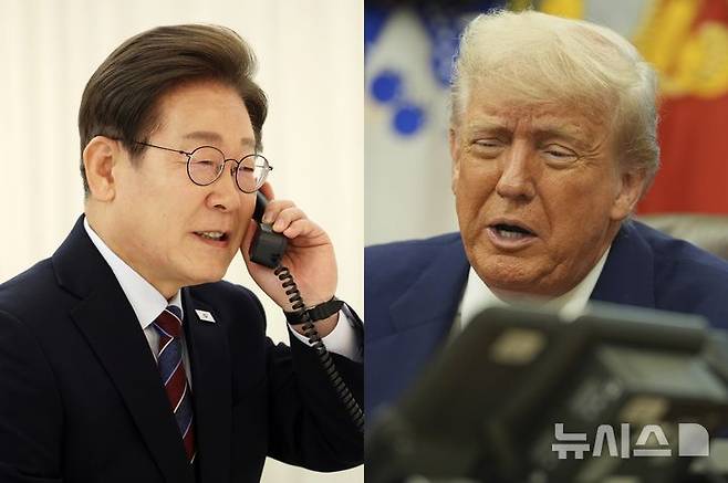 [세종=뉴시스] 6일 이재명 대통령과 도널드 트럼프 미국 대통령이 정상 간 전화 통화를 진행했다. 2025.06.06. bjko@newsis.com