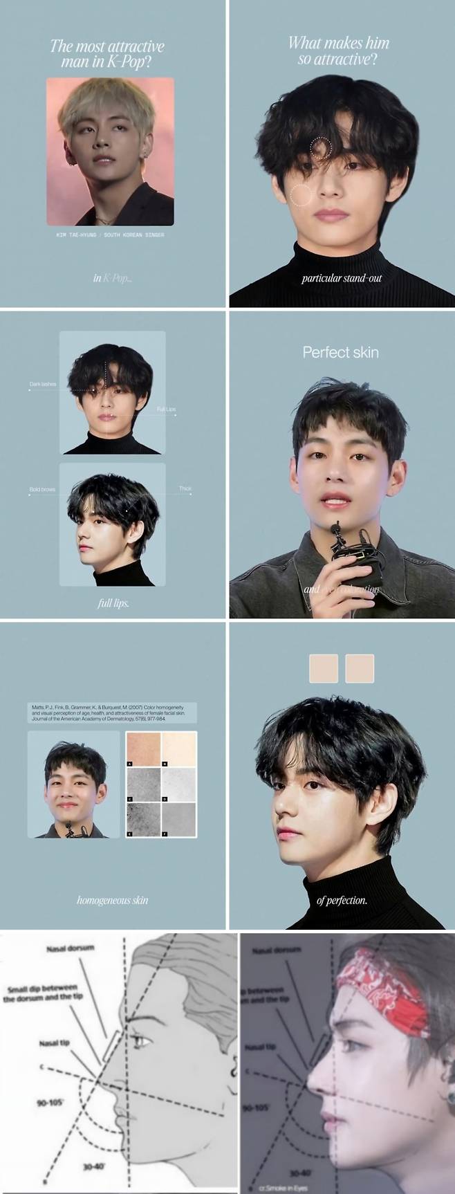 무엇이 방탄소년단 뷔를 그렇게 매력적으로 만드는가..美 얼굴분석 기관 보고서