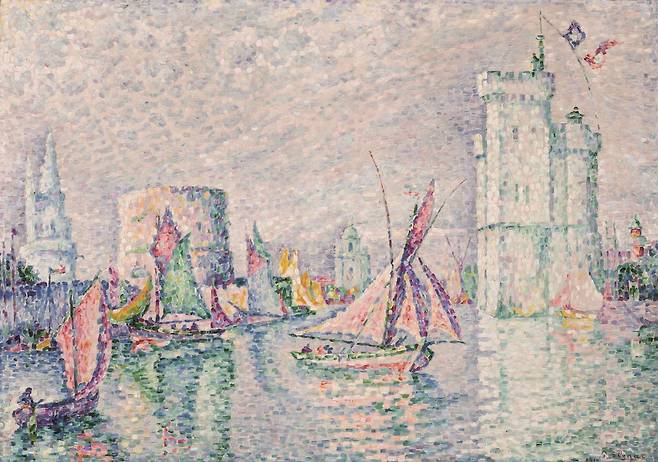 폴 시냑 ‘라 로셀’. &nbsp;넓은 붓터치로 맑게 그려 볼 때마다 새로운 느낌을 준다. Paul Signac, La Rochelle, 1912, Oil on canvas. Johannesburg Art Gallery