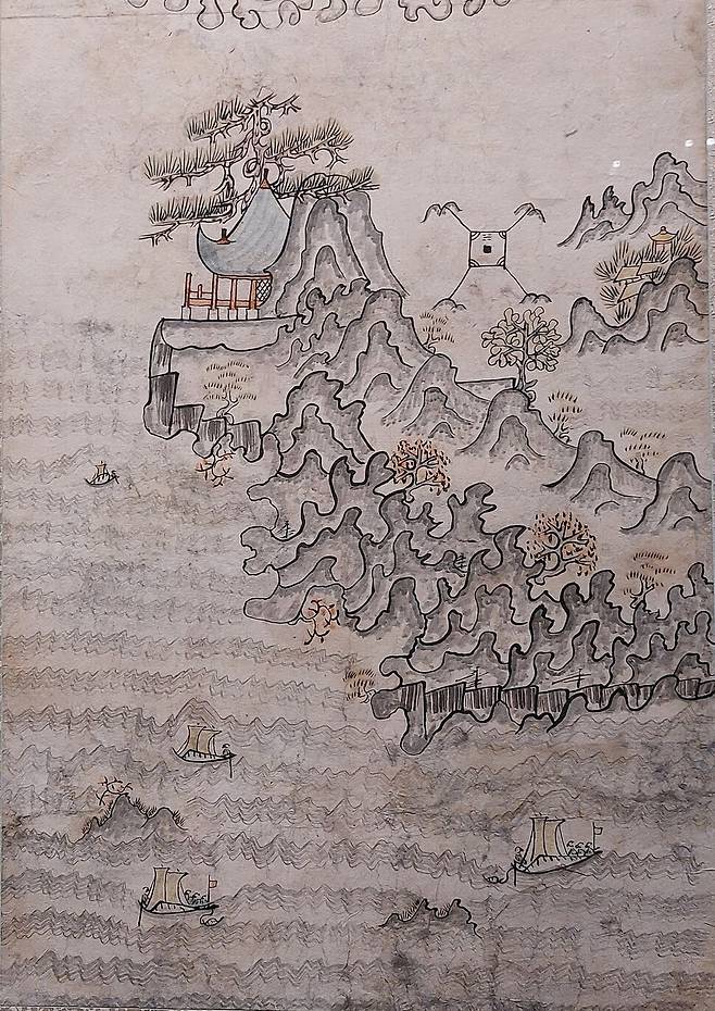 20세기에 그린 ‘관동팔경도’ 8폭 병풍의 일부분. 노형석 기자