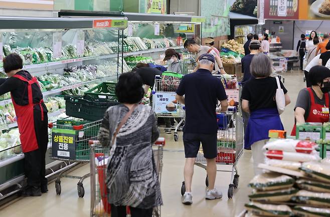 지난 15일 서울의 한 대형마트에서 장을 보는 시민들 모습 [연합]