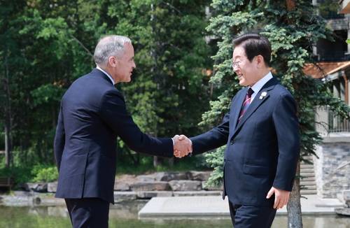 이재명 대통령, G7 환영식 참석 [연합뉴스 제공]