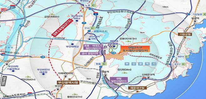 부산 센텀2지구 도시첨단산업단지 위치도.  부산시 제공