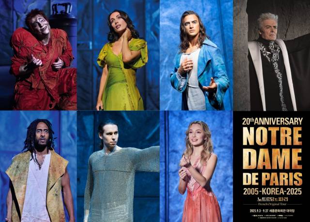 프렌치 오리지널 뮤지컬 '노트르담 드 파리' 한국투어 20주년 기념 캐스팅. 안젤로 델 베키오(왼쪽 위부터), 엘하이다 다니, 지안마르코 스키아레띠, 다니엘 라부아, 제이, 존 아이젠, 엠마 르핀. 사진 제공=마스트인터내셔널