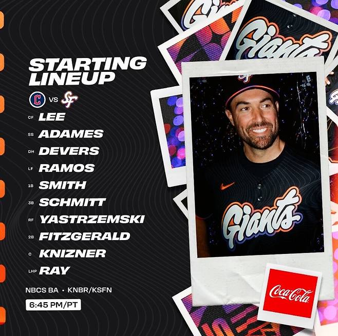 ▲ 18일(한국시간) 클리블랜드 가디언즈전 샌프란시스코 라인업 ⓒ샌프란시스코 SNS