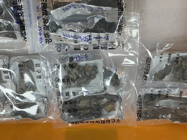 경주 월성에서 찾은 다양한 흔적      (경주=연합뉴스) 김예나 기자 = 지난 11일 경북 경주시 신라월성연구센터 숭문대에서 공개한 월성 출토 유물. 2025.6.18
    yes@yna.co.kr